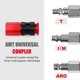 thumbnail image 3 of Kit de 25 piezas de acoplamientos y tapones neumáticos NPT de 1/4", racores neumáticos de conexión rápida, conector rápido industrial de aluminio, juego de conectores, 3 of 5