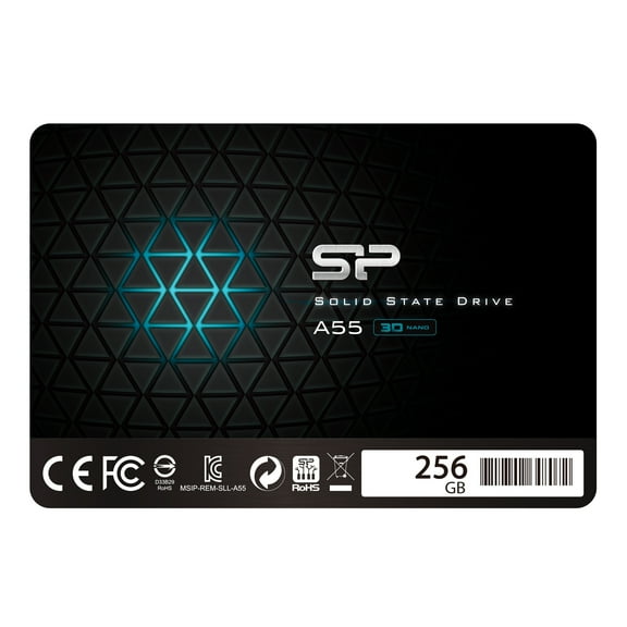 Silicon Power 256GB SSD 3D NAND With R/W Up To 560/530MB/s A55 SLC Cache Performance Boost SATA III 2.5" 7mm (0.28") Internal Solid State Drive (SP256GBSS3A55S25)