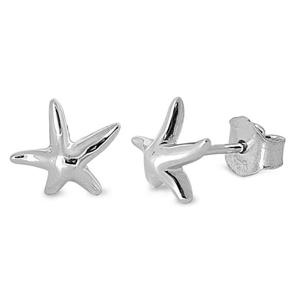 SilverCloseOut Sterling Silver Womens Starfish Stud Earrings for Teens - 8mm