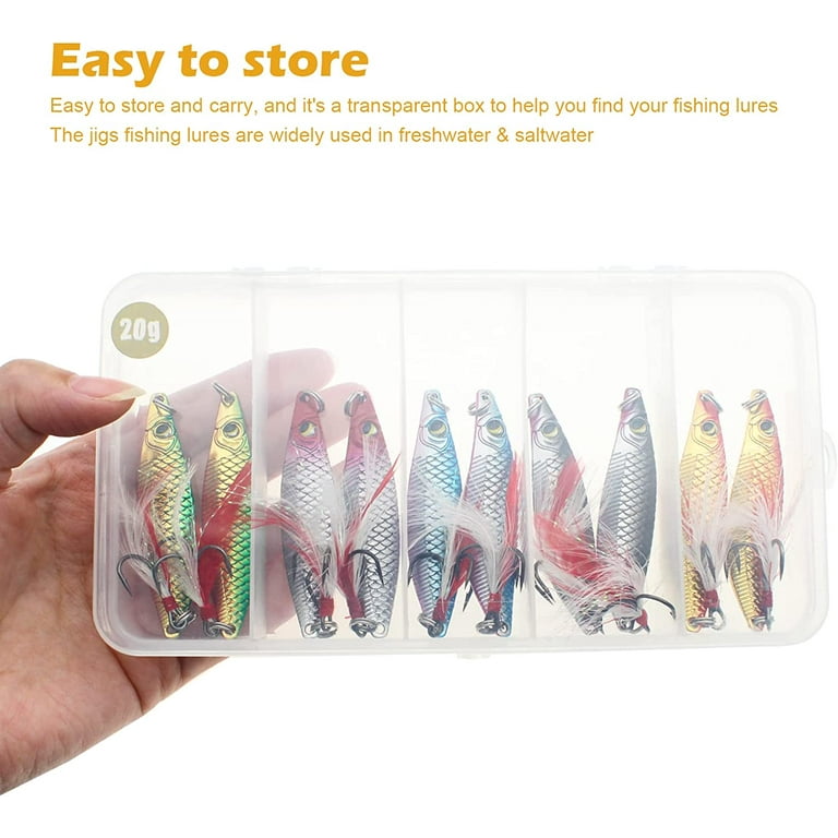 Fishing Jigs Metal Fishing Spoons Lures, Blade Bait Spinner Long Casting  Jigging Spoon Lure Vertical Hard VIB Swimbait for Walleye Bass Trout  Freshwater & Saltwater 