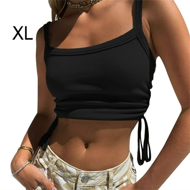 Woman Crop Tops Hiking Traveling Sleeveless Square and make women look  Collar Bandage Clothes Casual Style Sports Wear Clubwear Clothing Black XL  