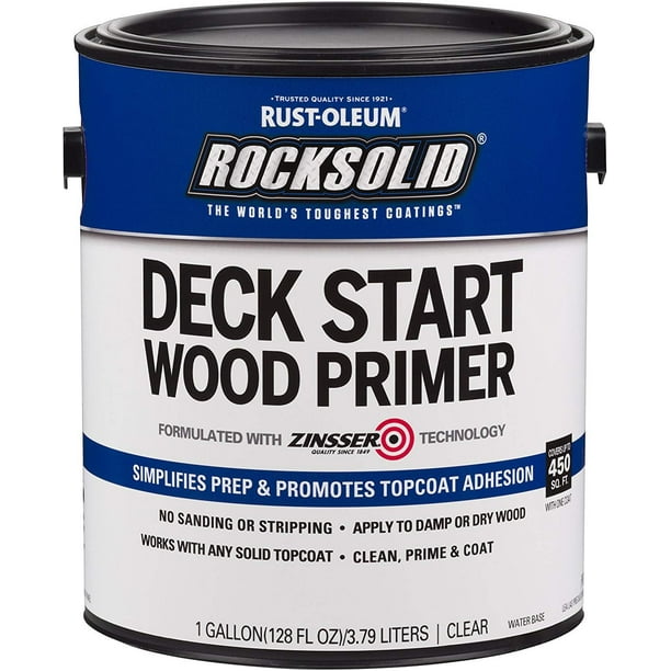 RustOleum 312283 RockSolid Deck Start Wood Primer, 1 Gallon, Clear