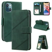 Feishell Wallet Case for Apple iPhone 14 Plus,Premium PU Leather Full Protection Cover with 9 Card Slots & Wrist Strap,Shockproof Magnetic Clasp Folio Flip Kickstand Phone Cover,Green