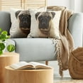 thumbnail image 5 of Ambesonne Pug Throw Pillow Cover 2 Pack, Pure Bred Dog Photograph, 16", Pale Brown Black, 5 of 7