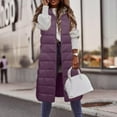 thumbnail image 2 of Hontri Women's Parkas, Autumn Winter New Down Vest for Women Long Over Knee Slim Versatile Hooded Down Jacket Vest Purple Xl, 2 of 8