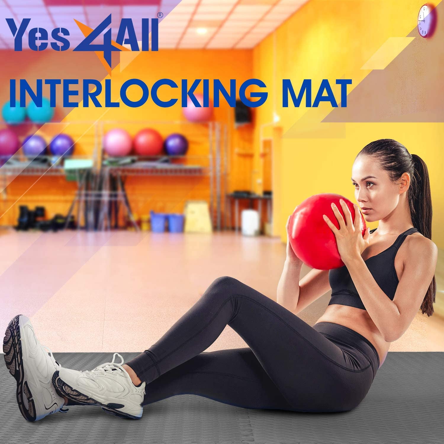 Yes4all Interlocking Exercise Foam Mats Cover 24, 48 & 120 Sqft (multi-color) - Granite Mats Walnut - 48sqft (12 Tiles), Gray