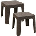 thumbnail image 1 of Sunnydaze Table d'Appoint Carré de Patio Extérieur en Polypropylène de 18 Pouces - Brun - Ensemble de 2, 1 of 10