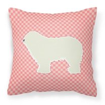 Carolines Treasures BB3655PW1818 Komondor Checkerboard Pink Fabric Decorative Pillow