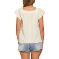 thumbnail image 3 of INSPIRE CHIC Women's Top Summer Square Neck Gingham Cap Sleeve Blouses M Apricot White, 3 of 6