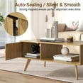 thumbnail image 2 of Manxile Fluted Coffee Table with Storage, Modern Coffee Tables with Tambour Door for Living Room, Natural, 2 of 7