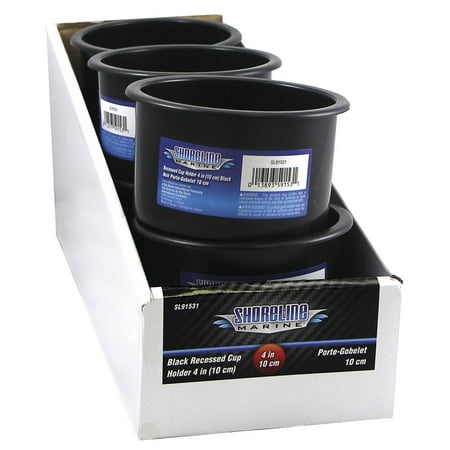 Black Cup Holder - Shoreline Marine Recessed Cup Holder Black, Flush Mount