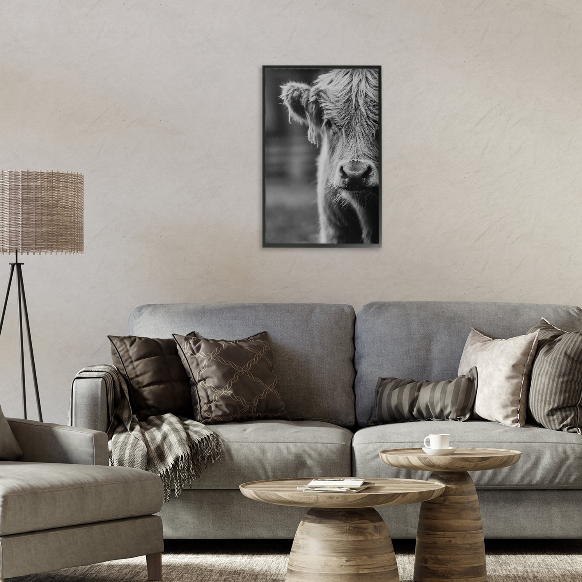 Baby Cow Face Black Framed Giclee Art, design by Amy Carroll