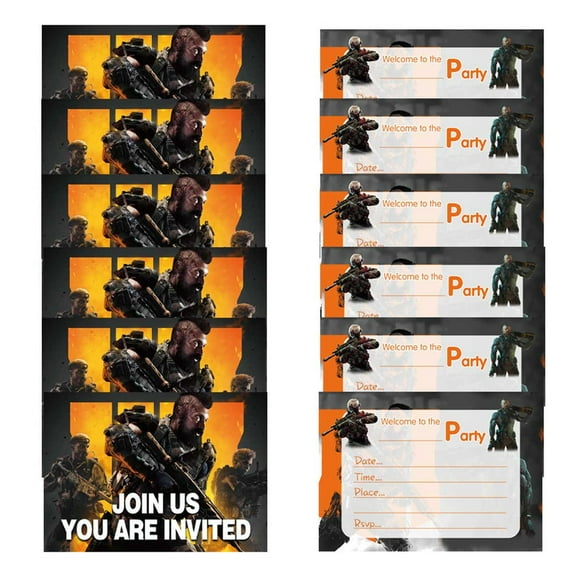 Call Of Duty Invitations Cards Stock Bulk Birthday Invite Fill-in Party Supplies Decorations for Boys Girls