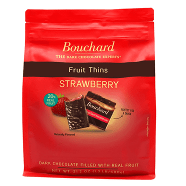 Bouchard Dark Chocolate Strawberry Thins 21.2 OZ (1.3 LB/600g)