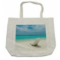 thumbnail image 1 of Seaside Shopping Bag, Maldivian Beach Sunbed at Seashore Sunny Day Travel Destination Picture, Eco-Friendly Reusable Bag for Groceries Beach and More, 15.5" X 14.5", Cream, by Ambesonne, 1 of 2