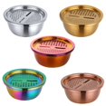 thumbnail image 2 of Nvzi 3 Piece Stainless Steel Kitchen Tools 3 in 1 Drain Basket Fruit and Vegetable Cutter Strainer Bowl Set Drain Pot Basket Grater for Fruit Vegetable Wash Rice Mix - Illusory color, 2 of 4