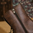 thumbnail image 5 of UngA Combat Boots for Women Faux Leather Ankle Boot Lace-up Military Style Chunky Lug Sole Booties Motorcycle Boots Women Brown,Size 6.5, 5 of 7