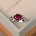 thumbnail image 4 of HeartsAndYou 2ct Natural Ruby & Diamond Engagement Ring Milgrain Trilogy 14k SOLID White Gold, 4 of 8