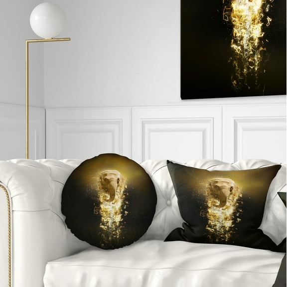 Designart Fantasy Elephant on Black - Animal Throw Pillow - 12x20