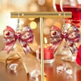 thumbnail image 4 of Bfogop 2D Acrylic Bow Earrings for Women Red Ball Bow Earrings Pearl Bowknot Drop Earrings Anniversary Chrsitmas Valentine's Jewelry Holiday Gift for Women Holiday Accessories, 4 of 6