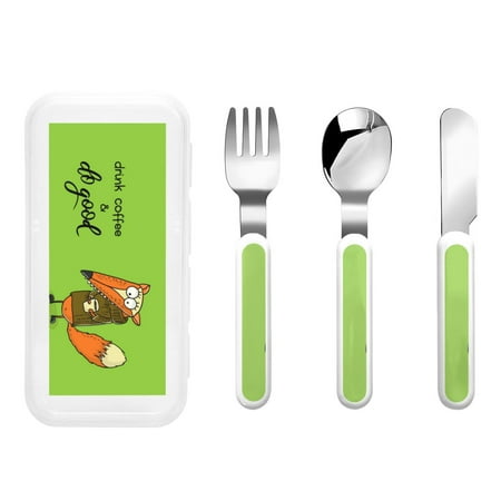 

Qokaie Drink Coffee And Do Good for Stainless Steel Kids Silverware Set - Children’s Utensil Set - Children s Knife Fork And Spoon Set