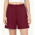 thumbnail image 4 of Binmer Women's High Waisted Tailored Shorts,Casual Office Wear Dress Shorts with Pockets Wine,Women's Plus XL, 4 of 7