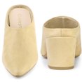 thumbnail image 2 of BLISSFUL STEP Women's Chunky Heels Pointed Toe Slip on Slide Mules Beige US 5.5, 2 of 6