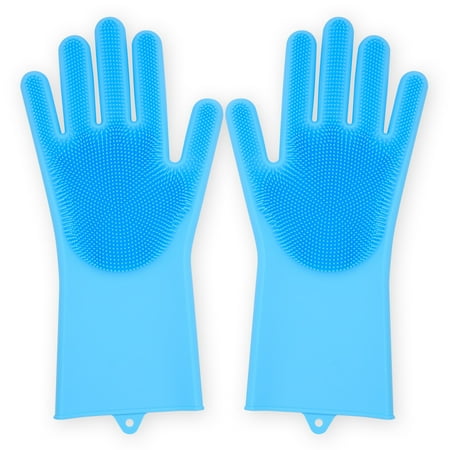 - Dish Washer Gloves, Magic Saksak Silicone Cleaning Gloves, Reusable Silicone Heat Resistant Gloves for Dust Wiping, Scrubbing Kitchenware, Toilet, Bathtub, Floors and Pet Hairs