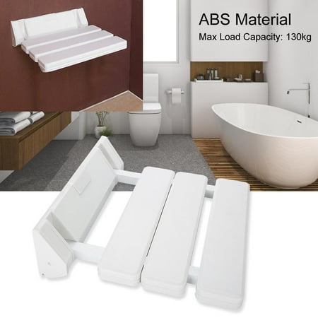 4' Sauna Bench - Wall Mounted Shower Seat Ejoyous Drop-leaf Shower Seat Foldable Bathroom Bench for Home Sauna Room Use White