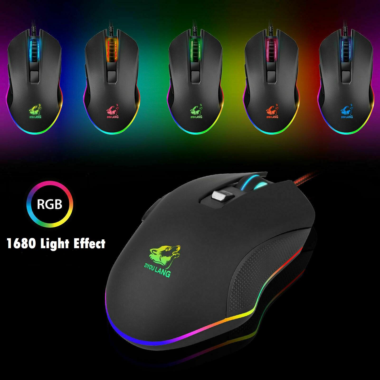 Computer Mouse Rgb Computer Gaming Mouse V1, Laptop USB PC Mouse Mice with RGB Colors LED ...
