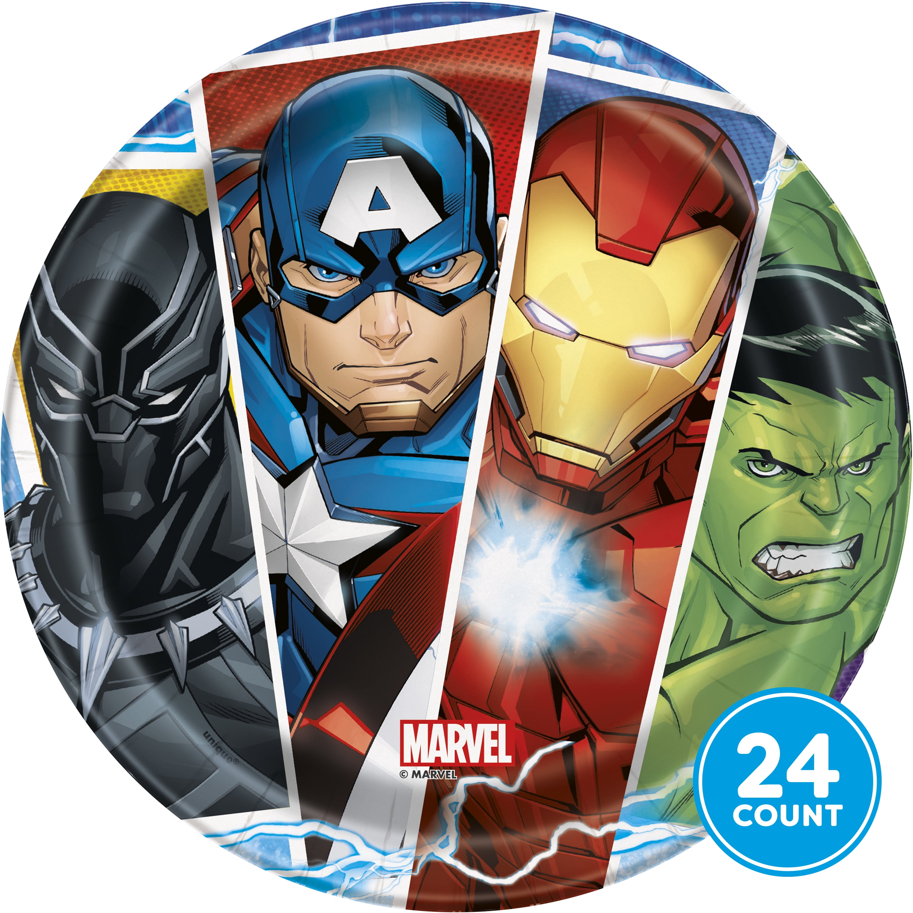 Cups Table Cover Marvel Epic Avengers Party Supplies Pack Serves 16: Dessert Plates and Birthday Candles Beverage Napkins