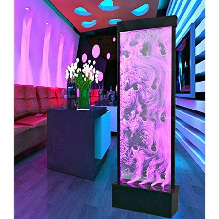 Fountain Bubble Wall Display Panel 71 Inch Free Standing Multi Color LED Light Restaurant Bar Club Entry Foyer Model