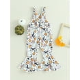 thumbnail image 4 of Wassery Baby Girls Halloween Romper Pants Sleeveless Flower Pumpkin Print Long Jumpsuit Toddle Summer Bell-Bottoms Pants 6M-4T, 4 of 8