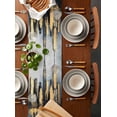 thumbnail image 2 of Gold Black Building Table Runner Cotton Linen 120 Inch Holiday Dresser Scarves, Modern Chic City Oil Painting Tablerunner for Kitchen Coffee Dining Bedroom Living Room Dinner Scarf Décor 13''x120'', 2 of 9