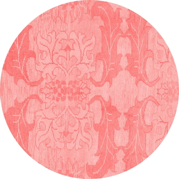 Ahgly Company Indoor Round Abstract Red Modern Area Rugs, 3' Round