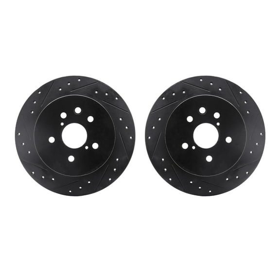 Dynamic Friction Company Rear Brake Rotors-Drilled and Slotted-Black 8002-75026