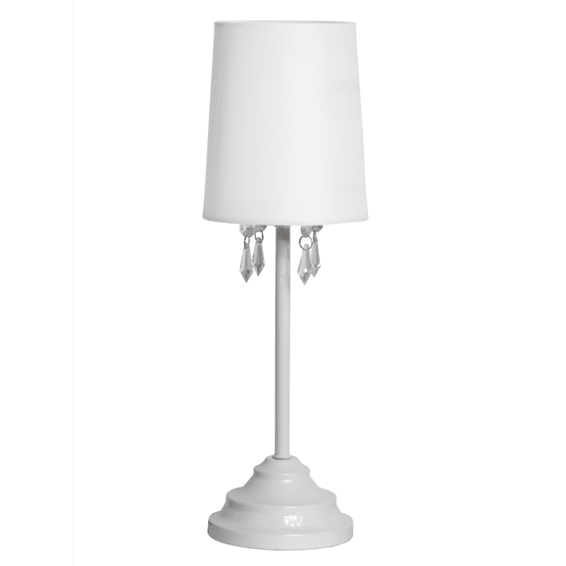 Simple Designs Table Lamp with Fabric Shade and Hanging Acrylic Beads