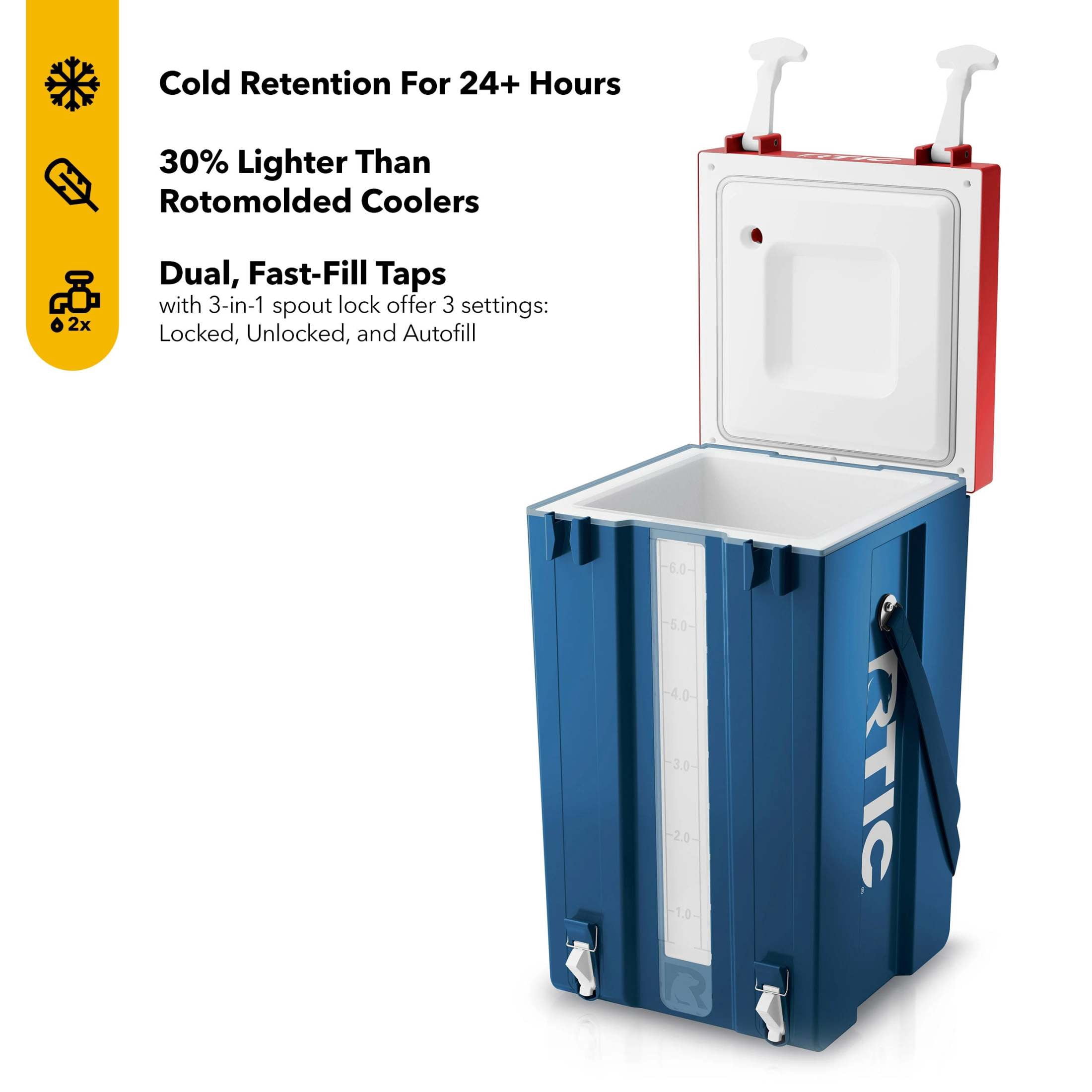 RTIC Halftime Water Cooler, 6 Gallon Hard-Sided Water Cooler, Patriot