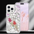 thumbnail image 3 of Compatible with iPhone 15 Pro Bling Diamond Case Sparkle 3D Crystal Rhinestone Glitter Case Luxury Cute Butterfly Floral Case Women Girly Soft TPU Bumper Shockproof Phone Cover, Silver, 3 of 12
