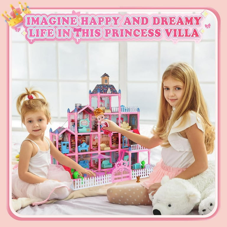 EXERCISE N PLAY Dream Princess Dollhouse, 12 Rooms, Pink