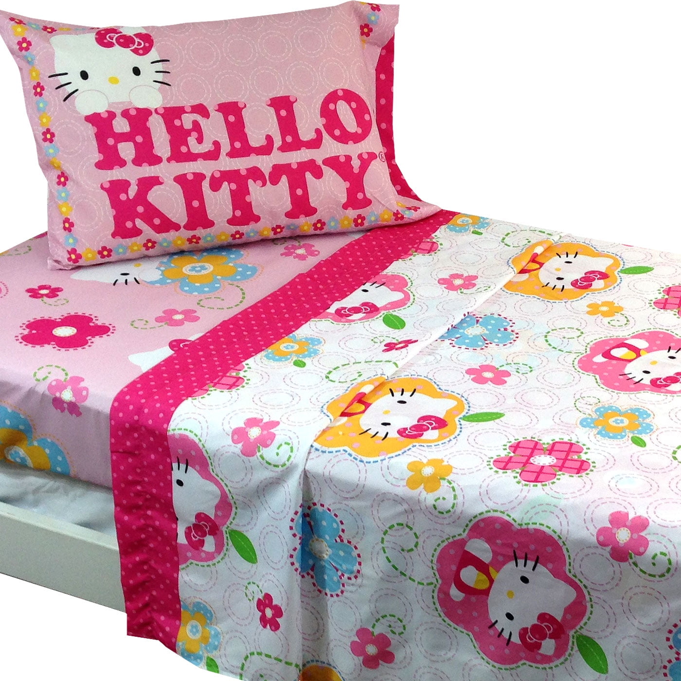 3pc Sanrio Hello Kitty Twin Bed Sheet Set Floral Boutique Bedding