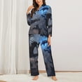 thumbnail image 2 of Kdxio Black And Blue Lightning Dragon Women's Pajama Sets Long Sleeve Button Down Sleepwear Nightwear Soft Pjs Lounge Sets-Medium, 2 of 7