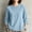 Blue, variant on Women's Waffle Crewneck Shirts 3/4 Sleeve Knit Loose Solid Color Shirts Lounge Soft Textured Casual Tops Red XL