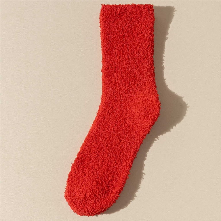 Red Socks Fuzzy Socks for Women Soft Fluffy Winter Cozy  display picture 3