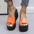 thumbnail image 5 of CAICJ98 Womens Shoes Women's Summer Sandals Casual Comfortable Flip Flops Beach Shoes Ankle T-Strap Thong Elastic Flat,Orange, 5 of 5