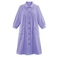 thumbnail image 2 of Women'S Plush Fleece Button Front Robe With Pockets, Collar, Lavender, Medium, 2 of 3