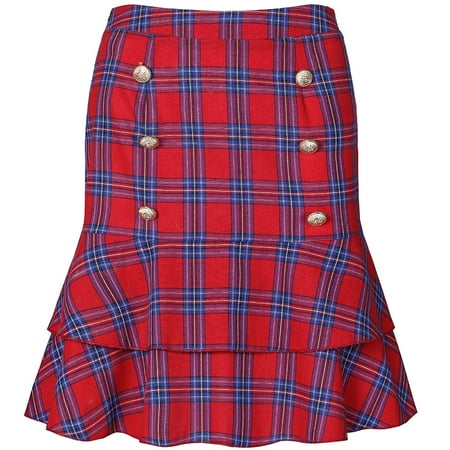 Sexy Ruffle Skirt - Fancyleo Women's Sexy High Waist Package Hip Ruffled Hem Plaid Skirts