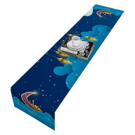 

Topaty EID Mubaraks Table Runner Decoration For Home Star Moon Tablecloth Kareem Eid Al Adha Gifts Islamic Party Decoration Table Cover
