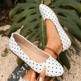 thumbnail image 2 of KIJBLAE Women's Polka Dot Print Low Cut Casual Flats, Slip On Lazy Soft Sole Daily Moccasin Shoes White 37, 2 of 7