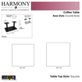 thumbnail image 3 of 45" Large Square Coffee Table For Office Double Post Metal Base, 3 of 6
